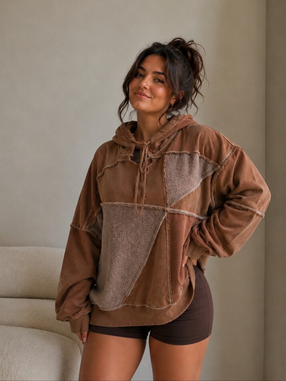 Free People We The Free Legacy Hoodie Large Oversized Patchwork Size: L - Picture 2 of 5